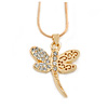 Small Crystal Butterfly Pendant With Gold Tone Snake Chain - 40m Length/ 5cm Extension