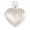 28mm Across/Silver Tone Heart Shaped Locket Pendant with Silver Tone Chain - 41cm L/ 4cm Ext