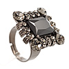 Queen Of Beauty Jet-Black Crystal Cocktail Ring