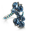 Sky Blue Diamante Butterfly Ring