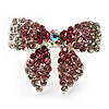 Silver-Tone Crystal Bow Ring (Pink&Clear)
