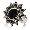 Jet-Black Crystal Fancy Ring