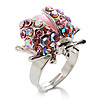 Pink Crystal Ladybird Ring