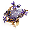 Exquisite Flower And Butterfly Cocktail Ring (Gold And Purple)