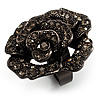 Sultry Crystal Rose Cocktail Ring (Black Tone)