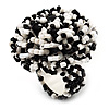 Black & White Glass Bead Flower Stretch Ring