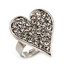 Romantic Crystal Heart Ring (Silver & Clear)