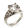 Silver Plated Clear CZ Solitaire Ring