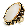 Antique Gold Shell Crystal Chunky Ring