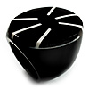 Wide Band Black Resin Shell Inlay 'Stamp' Ring