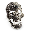 Dazzling Clear/Dimgrey Crystal Skull Cocktail Ring - Adjustable