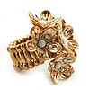 Vintage Cluster Flower Stretch Cocktail Ring (Burn Gold) - Size 6/7