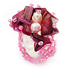 Pink Shell Chip & Freshwater Pearl Cluster Flex Ring