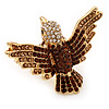 Bold Crystal Bird Ring In Gold Plated Metal (Brown)