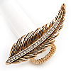 Gold Plated Textured Diamante 'Feather' Flex Ring - 7cm Length