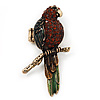 Exotic Green/ Amber Coloured Crystal 'Parrot' Flex Ring In Burnt Gold Plating - 7.5cm Length (Size 7/8)