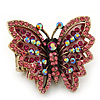 Madame Butterfly Statement Stretch Burn Gold Ring (Pink Finish) - Adjustable size 7/8