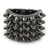 Gunmetal 'Spiky' Wide Band Stretch Ring - 18mm Width - Size 8/9