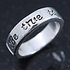 Rhodium Plated 'Be true to yourself' Engraved Ring - Size 7