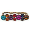 Vintage Multicoloured Cluster Crystal Bead Three Finger Ring In Bronze Metal - 60mm Width