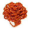 Orange Glass Bead Flower Stretch Ring - 40mm Diameter