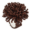 Large Chocolate Brown Glass Bead Flower Stretch Ring - 45mm D