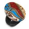 35mm/Multicoloured Oval Shape Sea Shell Ring/Handmade/ Slight Variation In Colour/Natural Irregularities