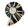 35mm/Black/White/Cream/Abalone Sea Shell Shape Sea Shell Ring/Handmade/ Slight Variation In Colour/Natural Irregularities