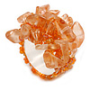 Orange Glass Bead Cluster Band Style Flex Ring/ Size M