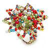 Multicoloured Glass and Acrylic Bead Sunflower Stretch Ring/35mm D/ Size S
