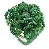 40mm Diameter/Green Shades Glass Bead Layered Flower Flex Ring/ Size L