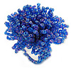 45mm Diameter Shiny Blue Glass Bead Flower Stretch Ring/ Size M/L