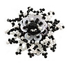 45mm D/Black/White Glass and Sequin Star Flex Ring/Size M/L