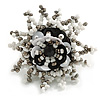 45mm Multicoloured Glass and Sequin Star Flex Ring/White/Hematite/Black/Size M/L
