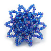 35mm D/Chameleon Blue Glass and Acrylic Bead Sunflower Stretch Ring - Size M