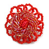 40mm Diameter/Red Glass Bead Daisy Flower Flex Ring/ Size M