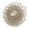 40mm Diameter/Transparent Glass Bead Daisy Flower Flex Ring/ Size M