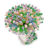 40mm Diameter/ Pink/Green/Lavender Acrylic/Glass Bead Daisy Flower Flex Ring - Size M