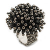 40mm Diameter/ Anthracite Grey Acrylic/Glass Bead Daisy Flower Flex Ring - Size M
