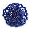 40mm Diameter/Blue Glass Bead Daisy Flower Flex Ring/ Size M