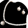 Silver Tone Glass Pearl Costume Jewellry Set