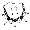 Black Gothic Fashion Necklace And Earring Set