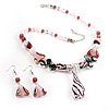 Romantic Pink Teardrop Pendant & Earrings Glass Fashion Set