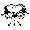 Black Gothic Costume Choker Necklace And Earring Set