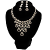 Bridal Swarovski Crystal Bib Necklace And Drop Earring Set (Silver Tone)