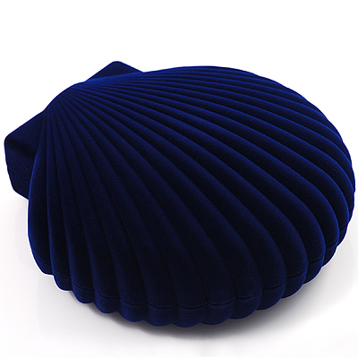 Large Dark Blue Velour Shell Necklace Box - main view
