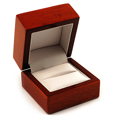 Luxury Wooden Light Brown Mahogany Ring Box - main view