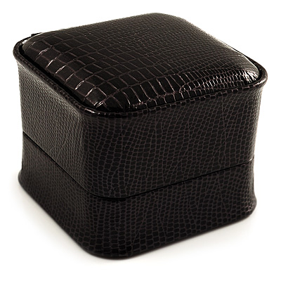 Black Snake Leather Style Box for Rings - main view