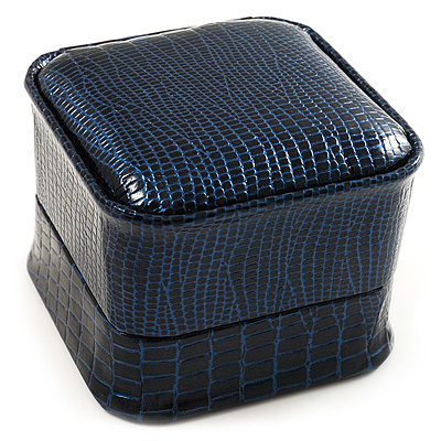 Dark Blue Snake Leather Style Box for Rings - main view