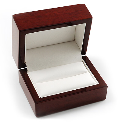 Luxury Wooden Dark Brown Mahogany Wedding Ring Box - main view